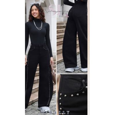 Zwarte Ballonfit jeans met studs in 2 kleuren