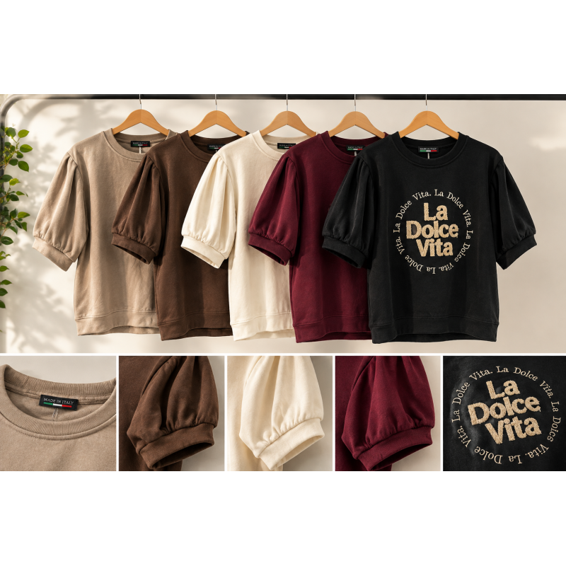 La Dolce Vita T-shirt | Bruin & Beige | Iconische Stijl