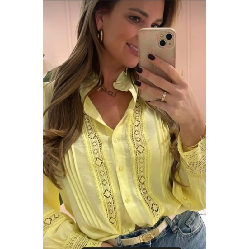 Elegante Blouse met Kanten Mouwen