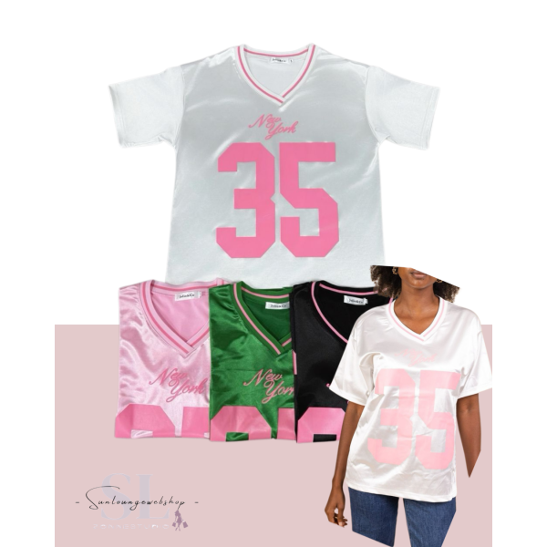 Comfortabel Honkbal Shirt - Zwart/Roze & Wit