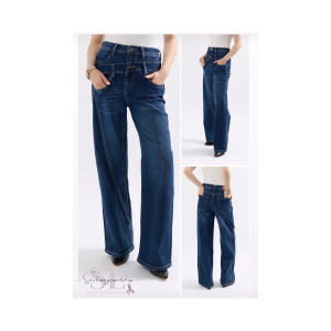 Queen hart jeans donker blauw wide leg