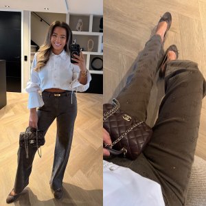 Brown wide leg broek met glitters