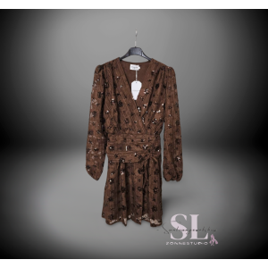 Bruine jurk met pailletten in 3 maten